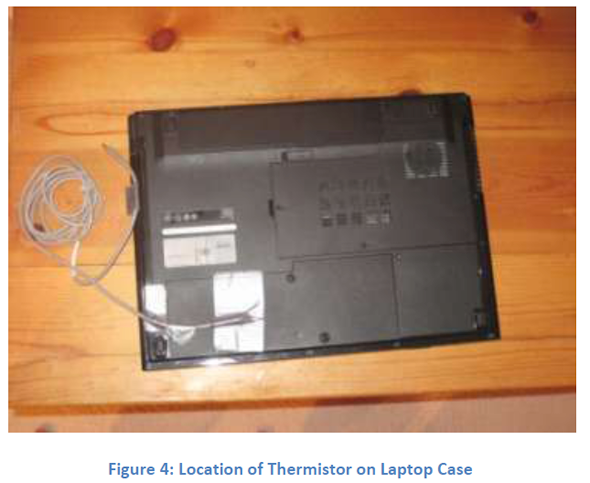 Figure 4: Location of Thermistor on Laptop Case